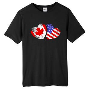 American Canadian Heart Valentines Day Giftc Tall Fusion ChromaSoft Performance T-Shirt