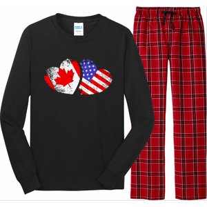 American Canadian Heart Valentines Day Giftc Long Sleeve Pajama Set