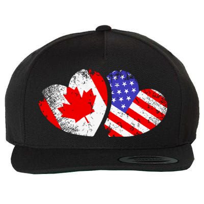 American Canadian Heart Valentines Day Giftc Wool Snapback Cap