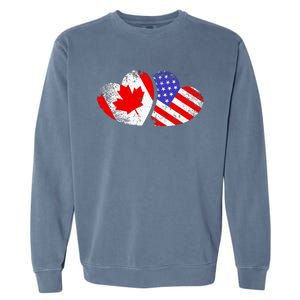 American Canadian Heart Valentines Day Giftc Garment-Dyed Sweatshirt