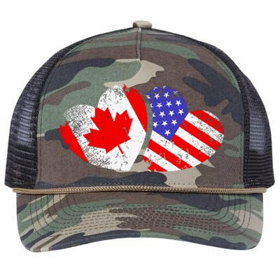 American Canadian Heart Valentines Day Giftc Retro Rope Trucker Hat Cap