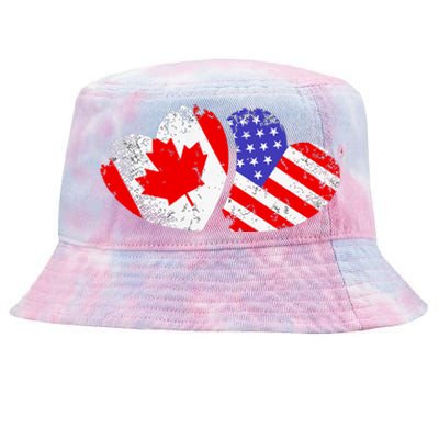 American Canadian Heart Valentines Day Giftc Tie-Dyed Bucket Hat