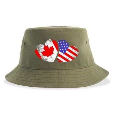 American Canadian Heart Valentines Day Giftc Sustainable Bucket Hat