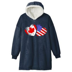 American Canadian Heart Valentines Day Giftc Hooded Wearable Blanket