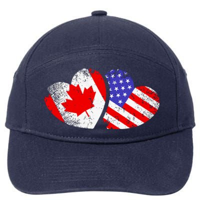 American Canadian Heart Valentines Day Giftc 7-Panel Snapback Hat