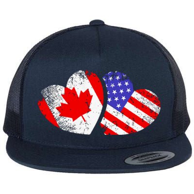 American Canadian Heart Valentines Day Giftc Flat Bill Trucker Hat