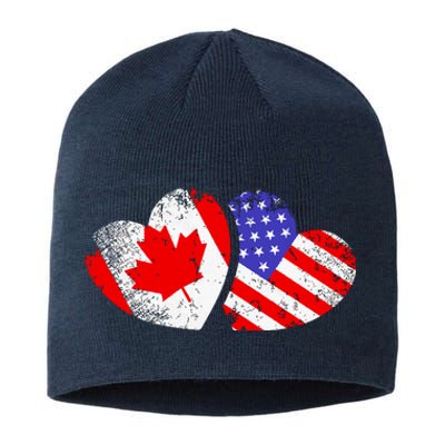 American Canadian Heart Valentines Day Giftc Sustainable Beanie