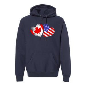 American Canadian Heart Valentines Day Giftc Premium Hoodie