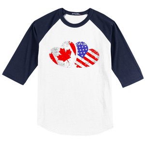 American Canadian Heart Valentines Day Giftc Baseball Sleeve Shirt