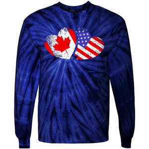 American Canadian Heart Valentines Day Giftc Tie-Dye Long Sleeve Shirt