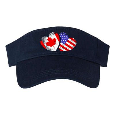 American Canadian Heart Valentines Day Giftc Valucap Bio-Washed Visor