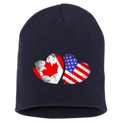 American Canadian Heart Valentines Day Giftc Short Acrylic Beanie