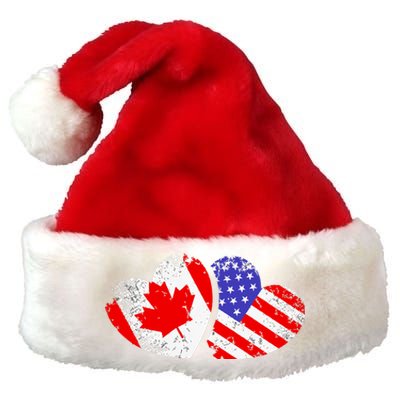 American Canadian Heart Valentines Day Giftc Premium Christmas Santa Hat