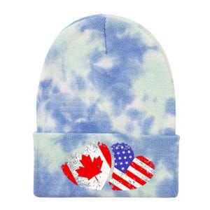 American Canadian Heart Valentines Day Giftc Tie Dye 12in Knit Beanie