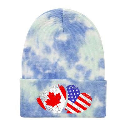 American Canadian Heart Valentines Day Giftc Tie Dye 12in Knit Beanie