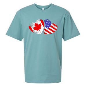 American Canadian Heart Valentines Day Giftc Sueded Cloud Jersey T-Shirt