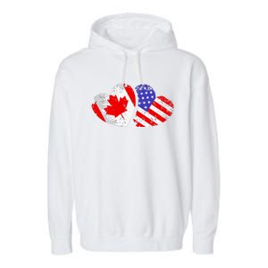 American Canadian Heart Valentines Day Giftc Garment-Dyed Fleece Hoodie