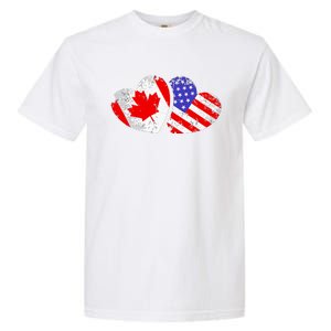 American Canadian Heart Valentines Day Giftc Garment-Dyed Heavyweight T-Shirt