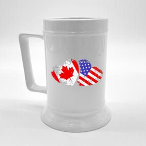 American Canadian Heart Valentines Day Giftc Beer Stein