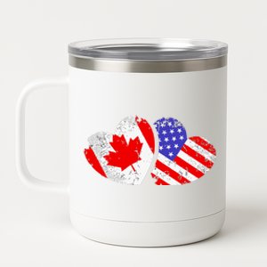 American Canadian Heart Valentines Day Giftc 12 oz Stainless Steel Tumbler Cup