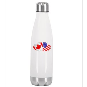 American Canadian Heart Valentines Day Giftc Stainless Steel Insulated Water Bottle