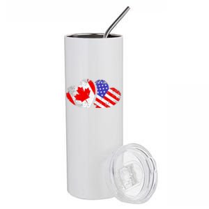 American Canadian Heart Valentines Day Giftc Stainless Steel Tumbler