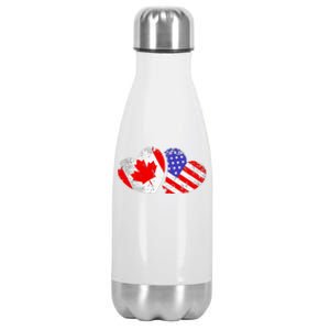 American Canadian Heart Valentines Day Giftc Stainless Steel Insulated Water Bottle