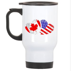 American Canadian Heart Valentines Day Giftc Stainless Steel Travel Mug