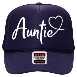 Auntie Cute Heart Logo High Crown Mesh Back Trucker Hat