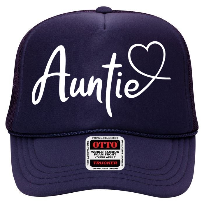 Auntie Cute Heart Logo High Crown Mesh Back Trucker Hat