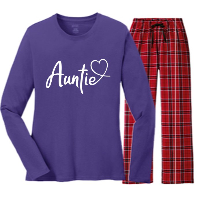 Auntie Cute Heart Logo Women's Long Sleeve Flannel Pajama Set 