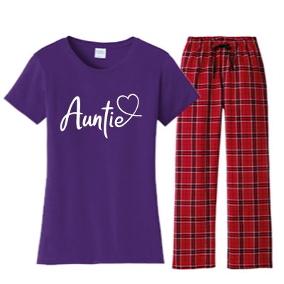 Auntie Cute Heart Logo Women's Flannel Pajama Set