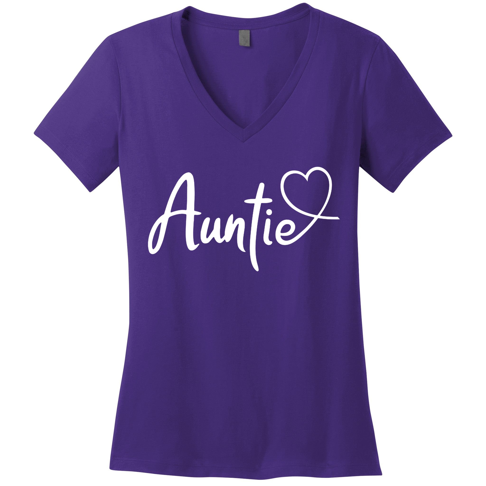Auntie Cute Heart Logo Women's V-Neck T-Shirt
