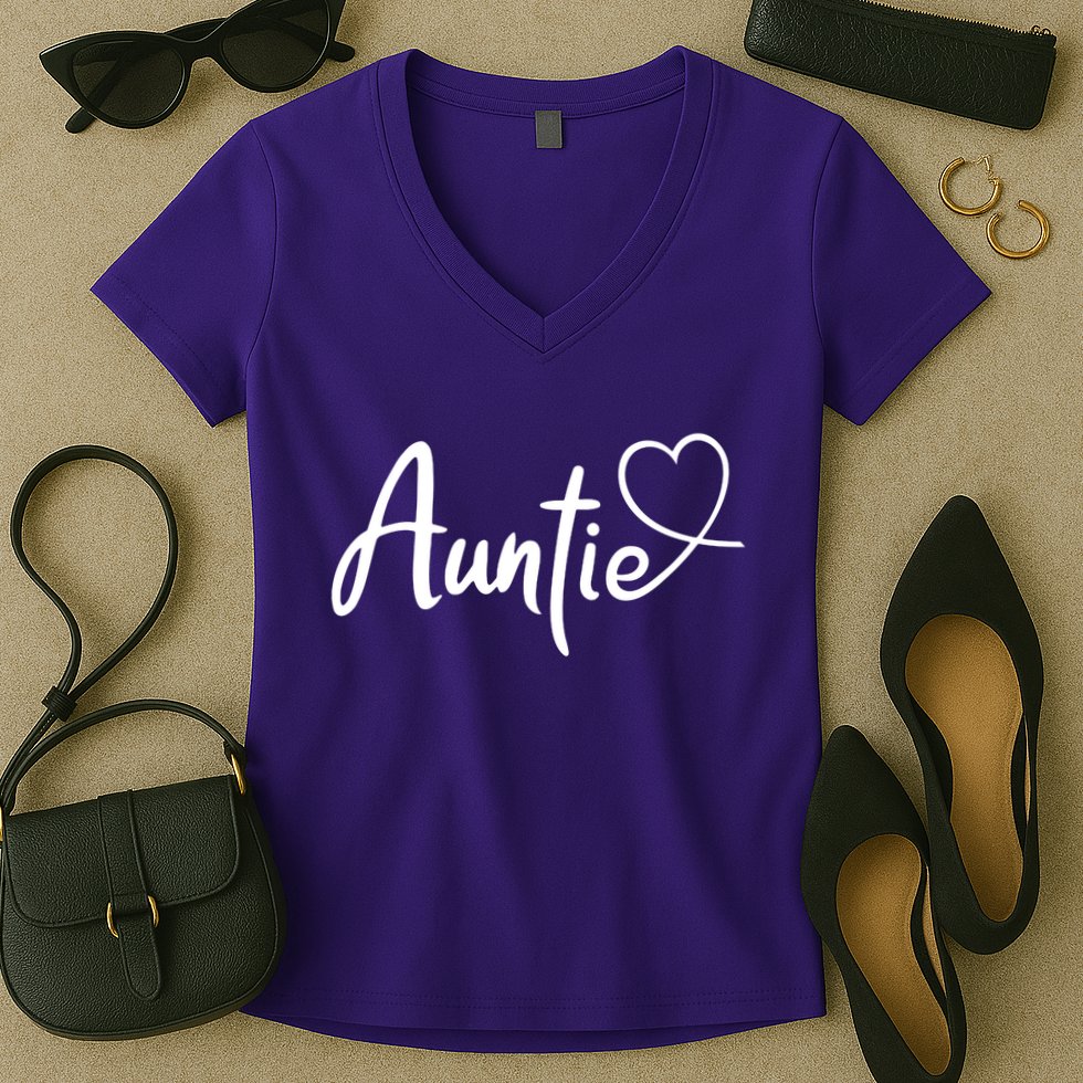 Auntie Cute Heart Logo Women's V-Neck T-Shirt