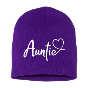 Auntie Cute Heart Logo Short Acrylic Beanie