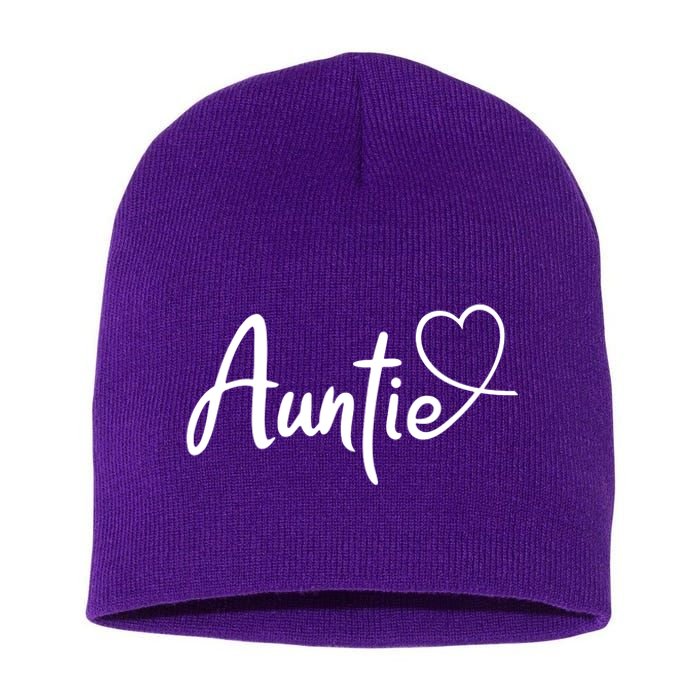 Auntie Cute Heart Logo Short Acrylic Beanie