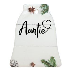 Auntie Cute Heart Logo Ceramic Bell Ornament