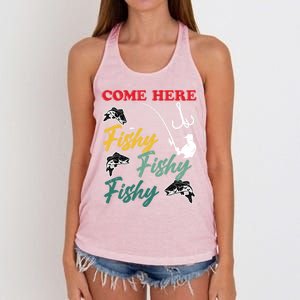 Angler Come Here Fischi Fischi Fischi Funny Fishing Gift Women's Knotted Racerback Tank