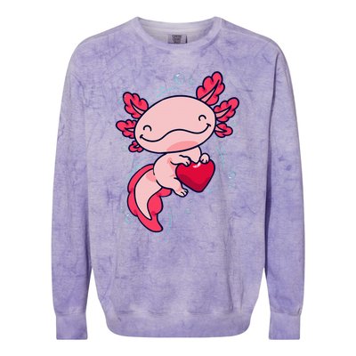 Axolotl Cute Heart Colorblast Crewneck Sweatshirt