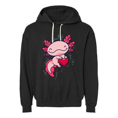 Axolotl Cute Heart Garment-Dyed Fleece Hoodie