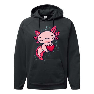 Axolotl Cute Heart Performance Fleece Hoodie