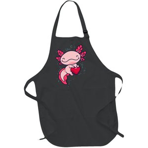 Axolotl Cute Heart Full-Length Apron With Pockets