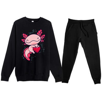 Axolotl Cute Heart Premium Crewneck Sweatsuit Set