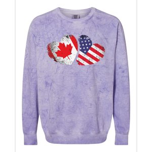 American Canadian Heart Valentines Day Gift USA Flag Canada Colorblast Crewneck Sweatshirt