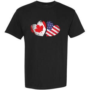 American Canadian Heart Valentines Day Gift USA Flag Canada Garment-Dyed Heavyweight T-Shirt