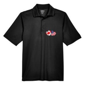 American Canadian Heart Valentines Day Gift USA Flag Canada Men's Origin Performance Pique Polo