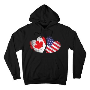 American Canadian Heart Valentines Day Gift USA Flag Canada Hoodie