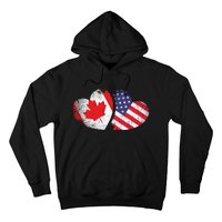 American Canadian Heart Valentines Day Gift USA Flag Canada Hoodie