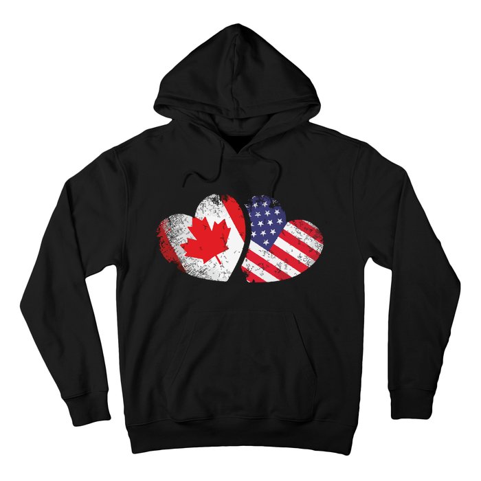 American Canadian Heart Valentines Day Gift USA Flag Canada Hoodie