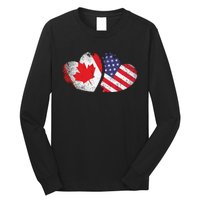 American Canadian Heart Valentines Day Gift USA Flag Canada Long Sleeve Shirt